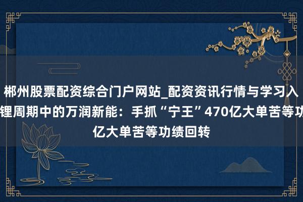 郴州股票配资综合门户网站_配资资讯行情与学习入口 困在锂周期中的万润新能：手抓“宁王”470亿大单苦等功绩回转