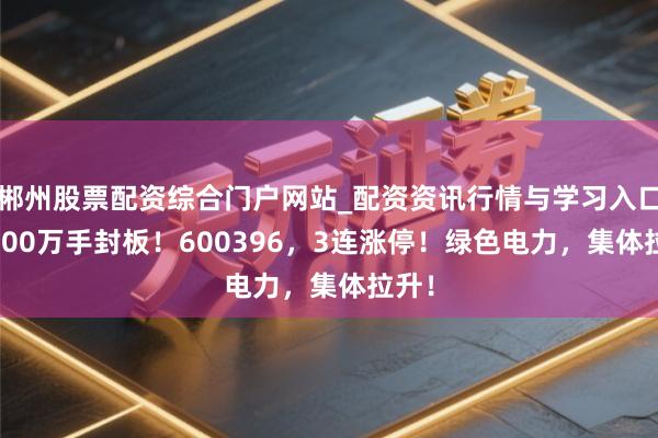 郴州股票配资综合门户网站_配资资讯行情与学习入口 超100万手封板！600396，3连涨停！绿色电力，集体拉升！