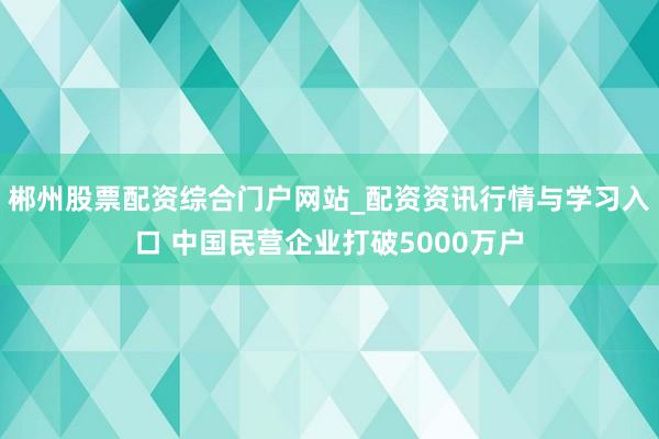 郴州股票配资综合门户网站_配资资讯行情与学习入口 中国民营企业打破5000万户