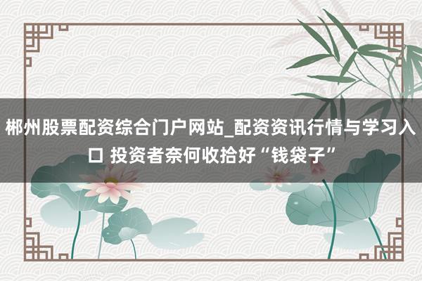 郴州股票配资综合门户网站_配资资讯行情与学习入口 投资者奈何收拾好“钱袋子”